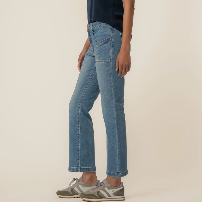 Kelsey High Rise Ankle Flare Front Seams Patch Pocket