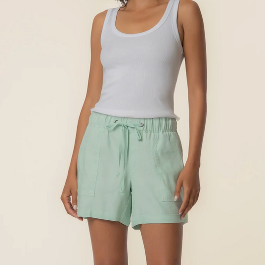 Kut from the Kloth Katana High Rise Drawstring Shorts with Porkchop Pockets