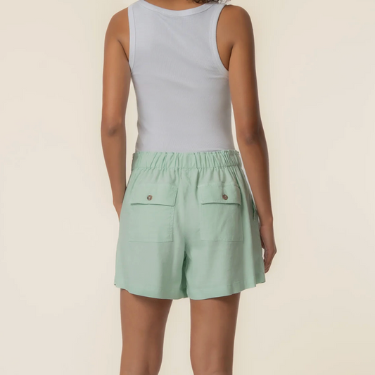 Kut from the Kloth Katana High Rise Drawstring Shorts with Porkchop Pockets