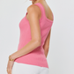 Pink Floral Accent Ribbed Tank Top