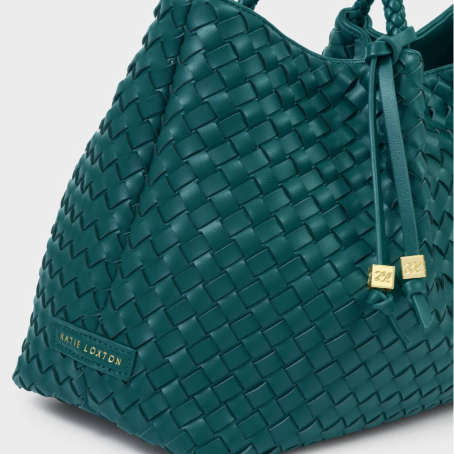 Nova Hand Woven Small Shoulder Tote-Palm Green