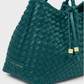 Nova Hand Woven Small Shoulder Tote-Palm Green