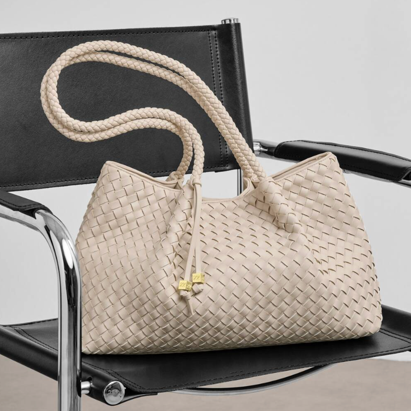 Nova Hand Woven Small Shoulder Tote-Oyster