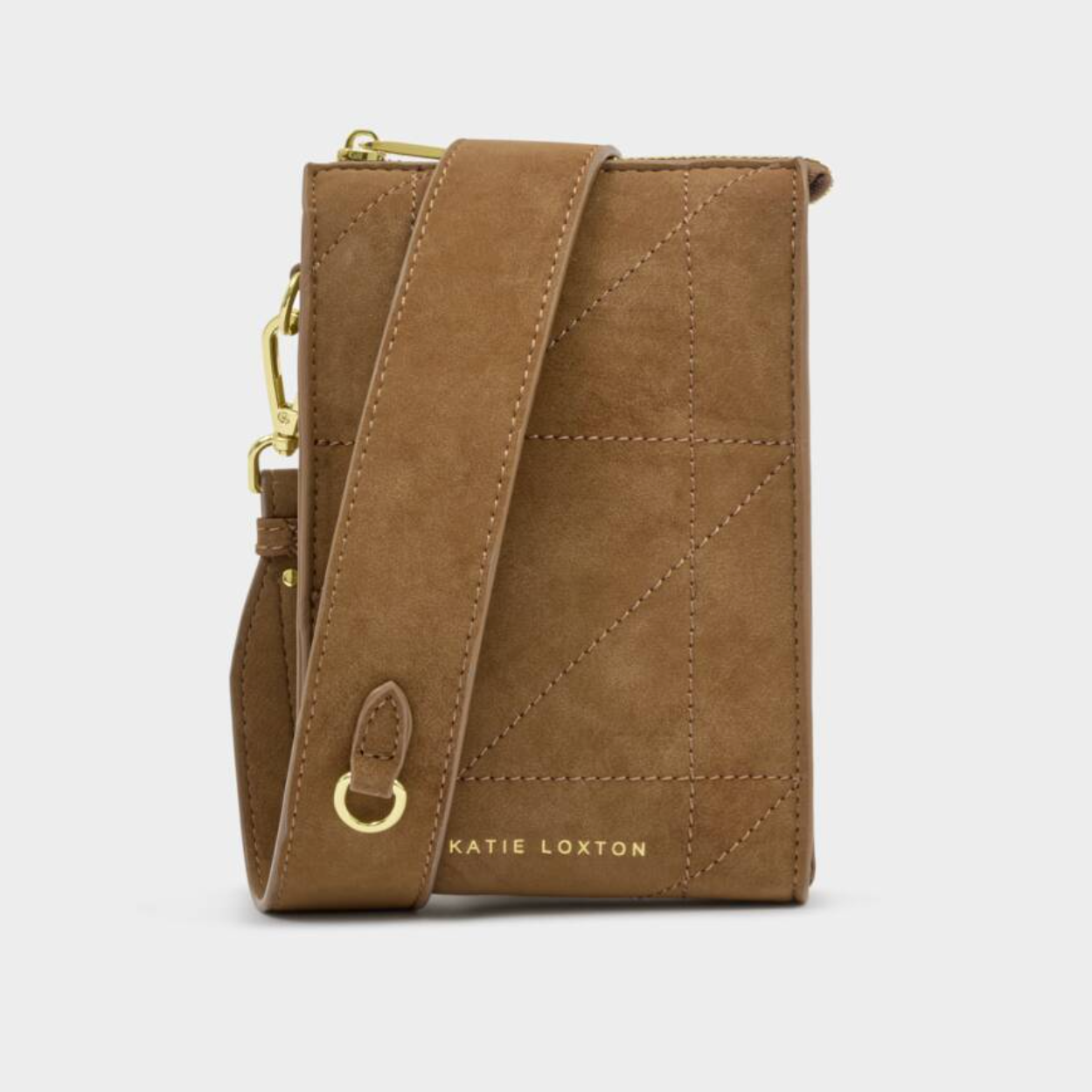 Avery Slim Quilted Suedette Crossbody Bag-Caramel