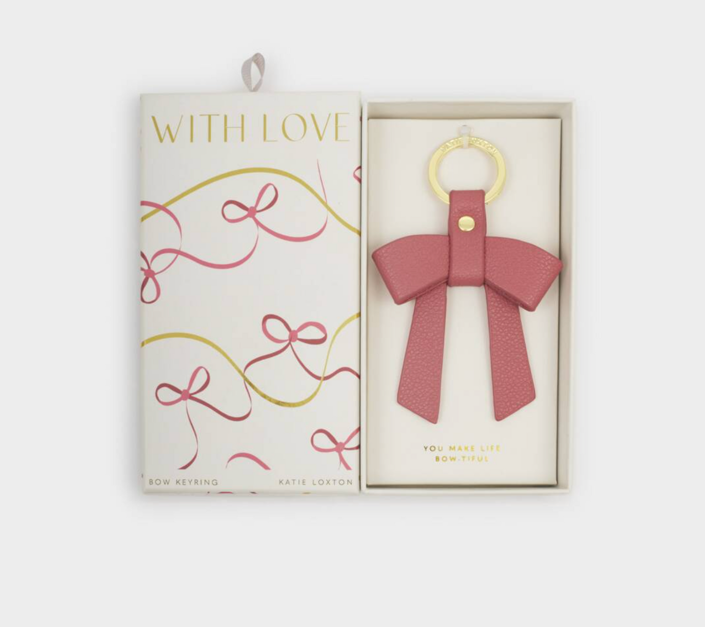 Boxed Bow Keychain-Raspberry Pink