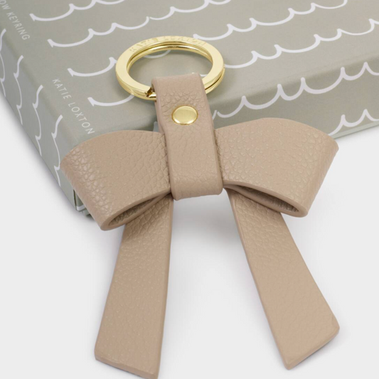 Boxed Bow Keychain-Light Taupe
