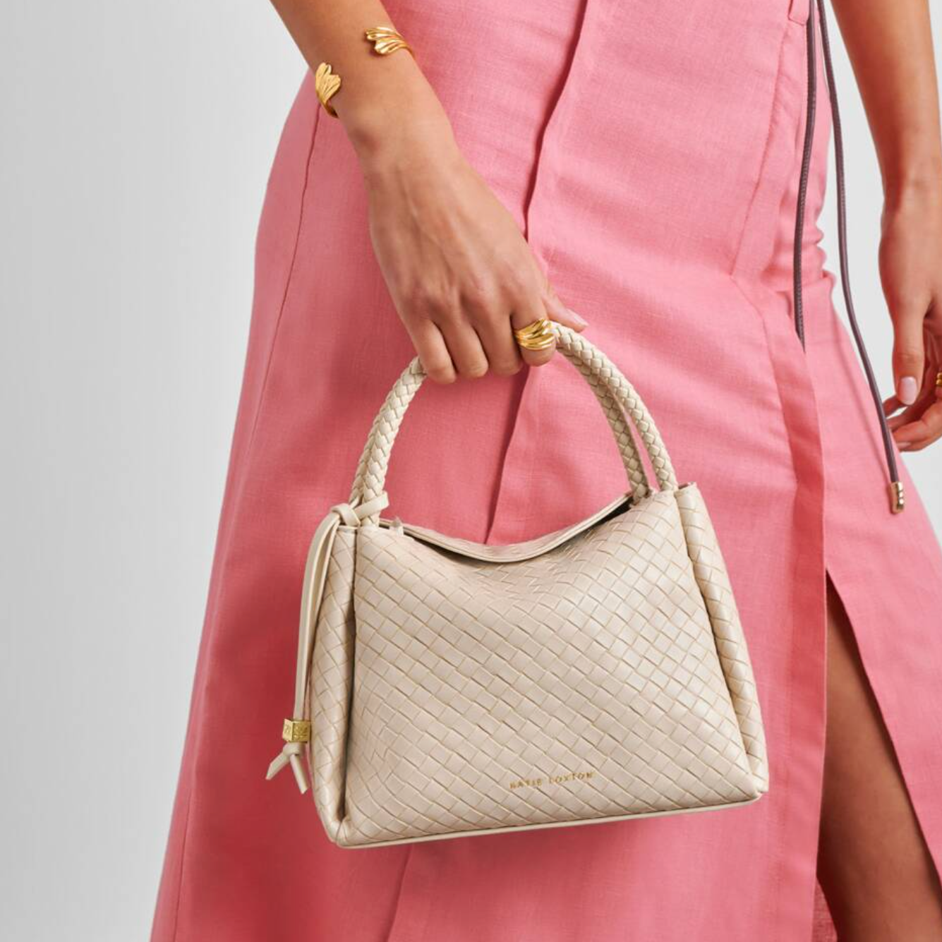 Nova Woven Texture Top Handle Bag-Off White