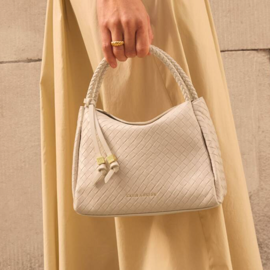 Nova Woven Texture Top Handle Bag-Off White