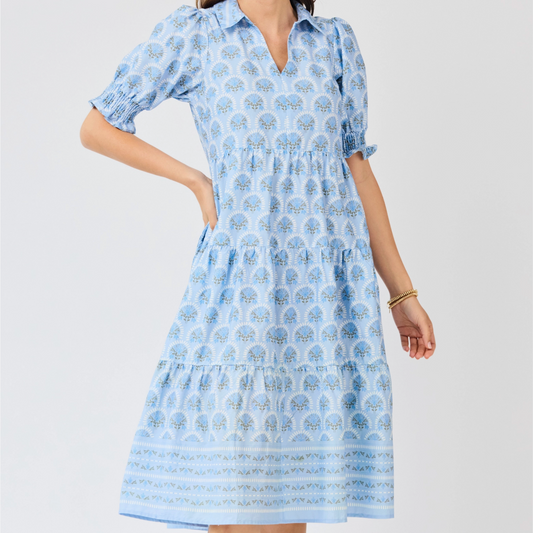 Molly Dress-Flora Blue
