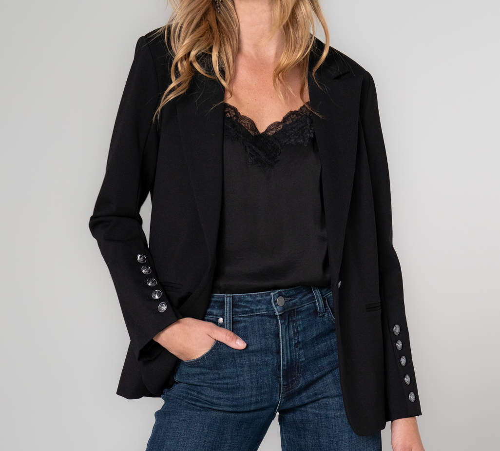 blazer with button sleeve