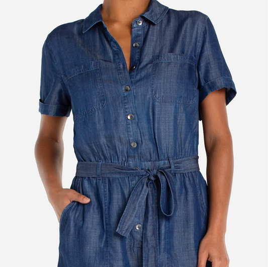 Short Sleeve Romper with Tie