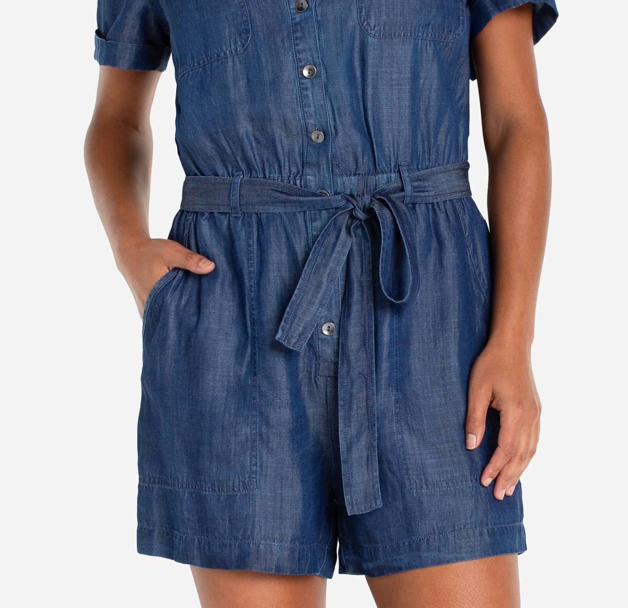 Short Sleeve Romper with Tie