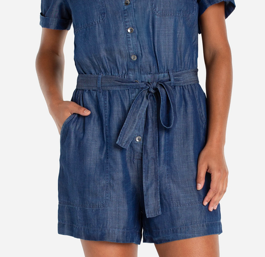 Short Sleeve Romper with Tie