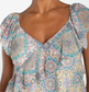 Flutter Sleeve Draped Woven Blouse