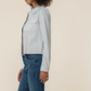 Kara Denim Jacket with Frayed Hem-Optic White