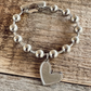 Bead bracelet - heart charm - 7.5”