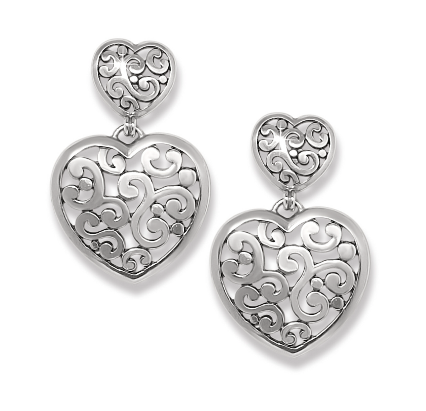 Contempo Heart Double Post Drop Earrings