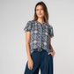 Flutter Sleeve Button Front Knit Top