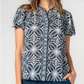 Flutter Sleeve Button Front Knit Top