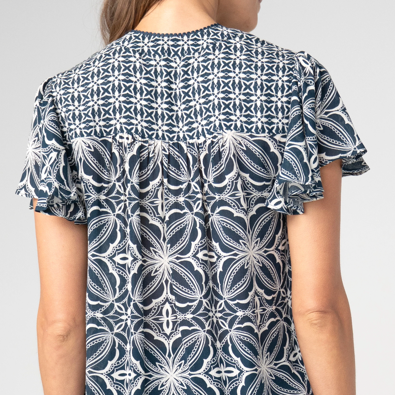 Flutter Sleeve Button Front Knit Top