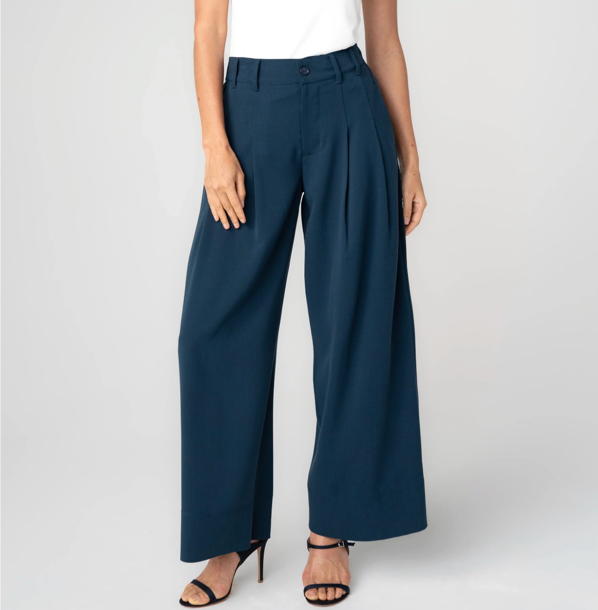 High Rise Pleated Wide Leg Trouser