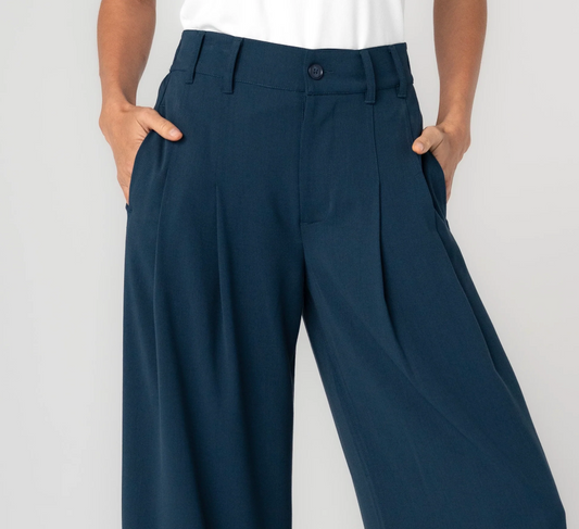 High Rise Pleated Wide Leg Trouser