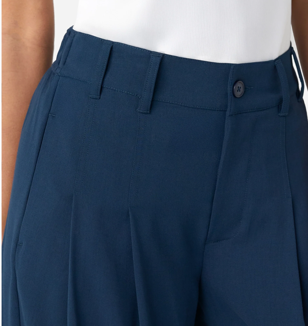 High Rise Pleated Wide Leg Trouser