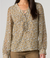 Long Sleeve Lace Up Woven Blouse