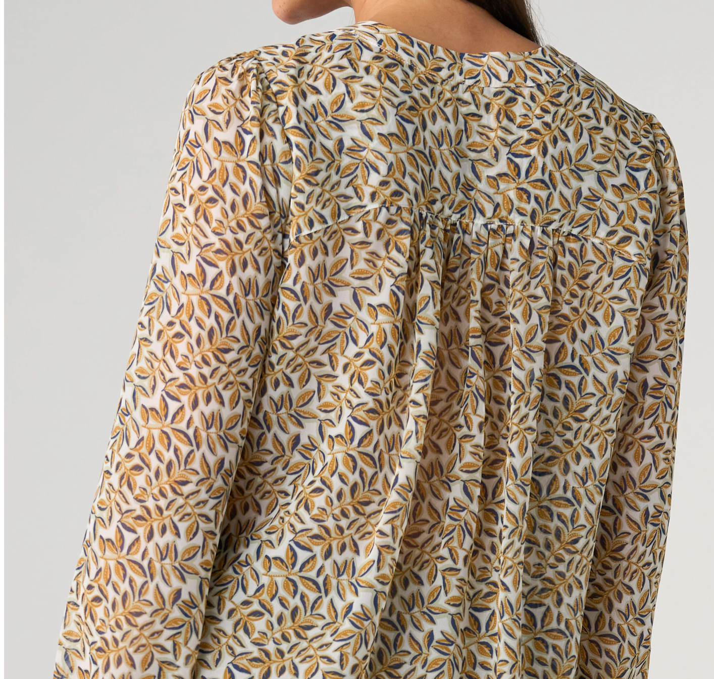 Long Sleeve Lace Up Woven Blouse