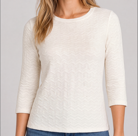 3/4 Sleeve Crew Neck Knit