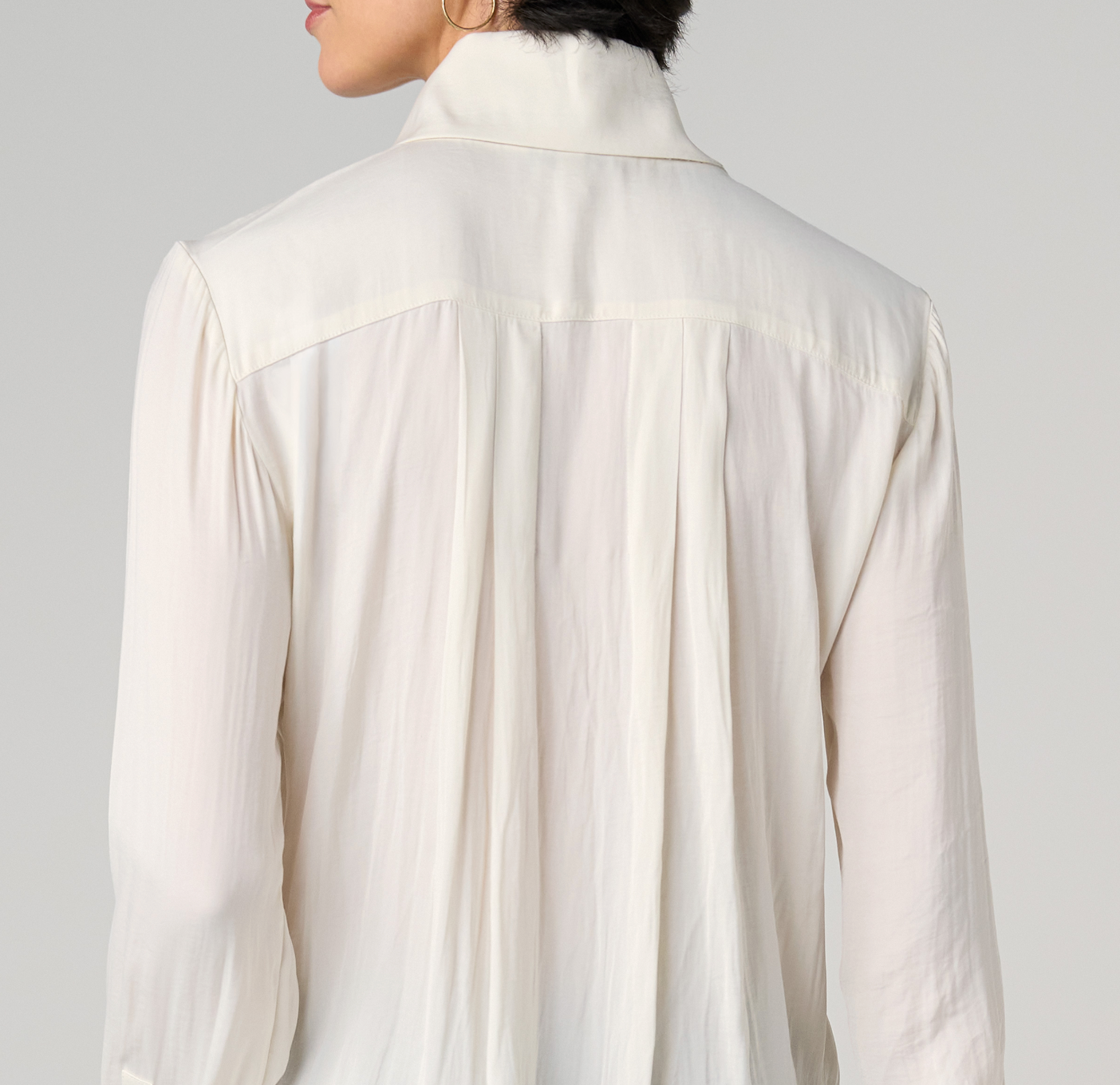 Long Sleeve Tuxedo Button Collar Blouse