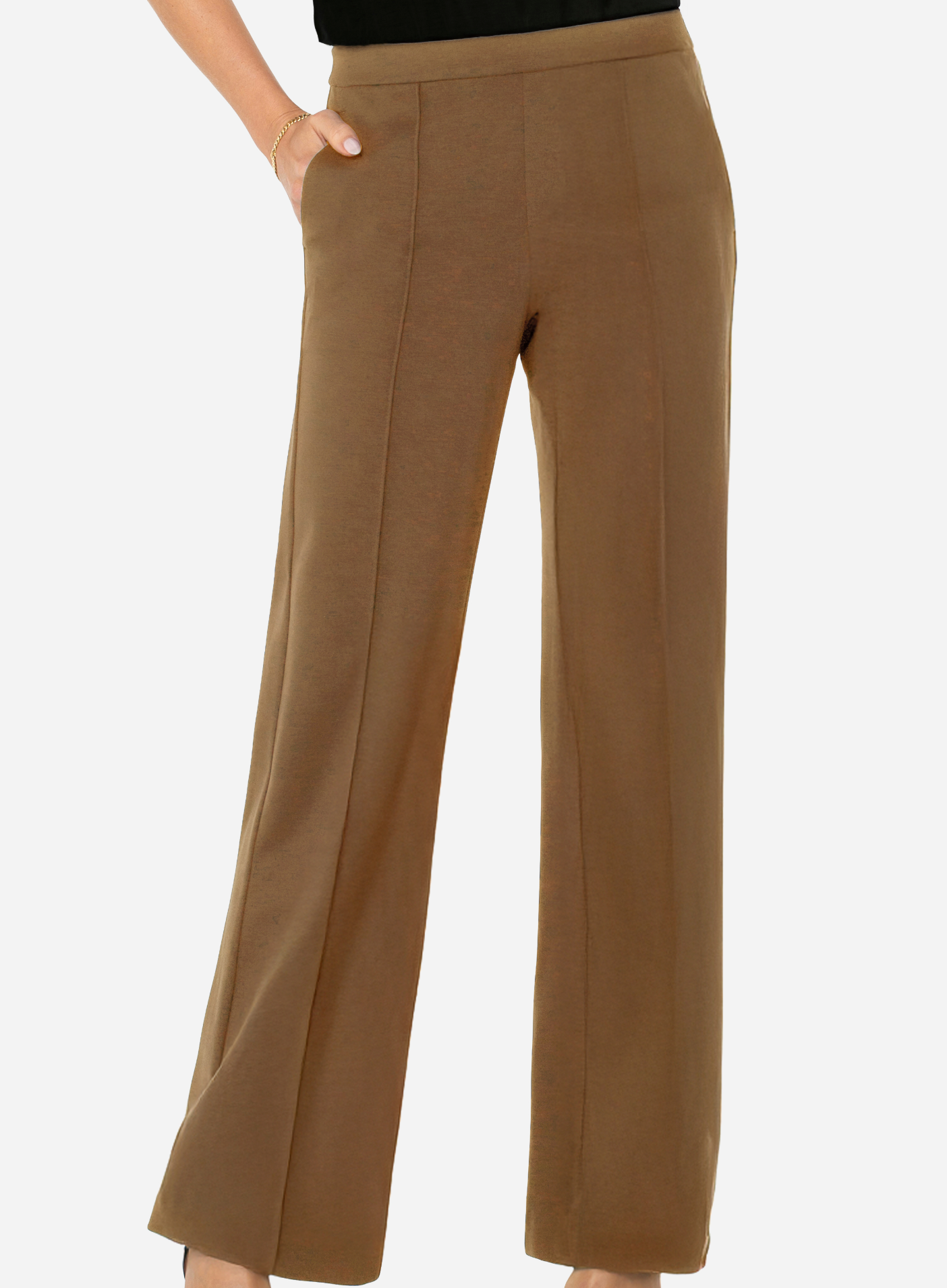 Kayla Pull On Wide Leg Trouser 31"-Rich Camel