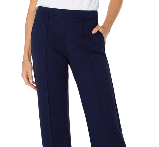 Kayla Pull On Wide Leg Trouser - Navy