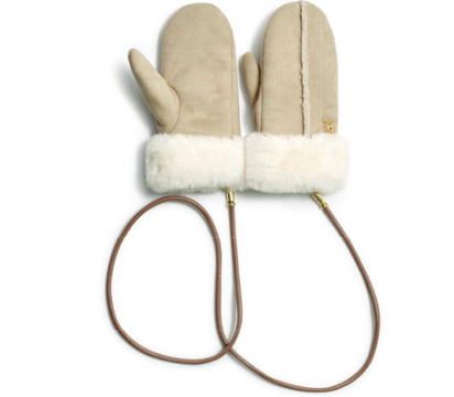 Taupe Faux Fur Suede Mittens