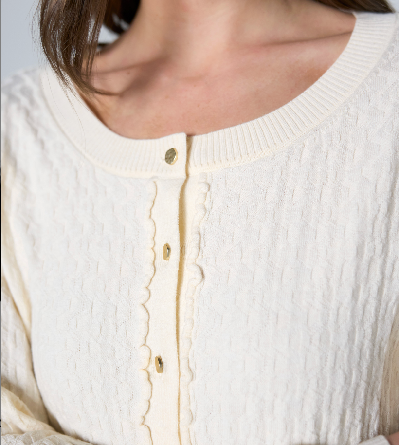Ruffle Button Front Cardigan