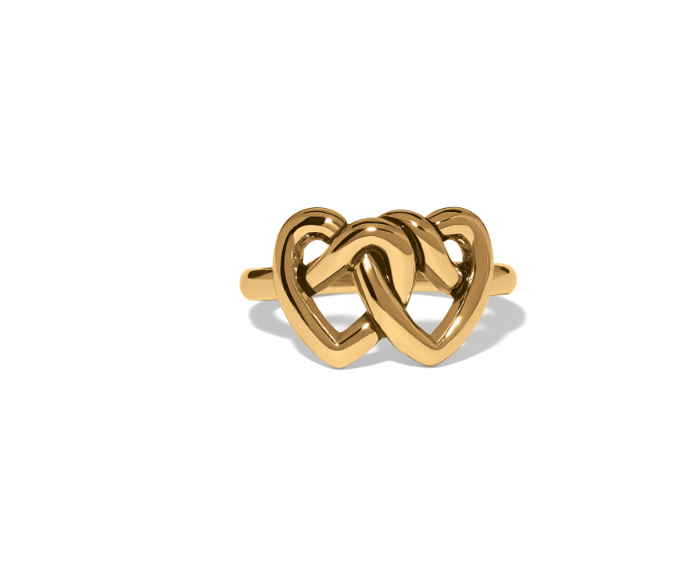 Interlok Linked Hearts Ring-Gold