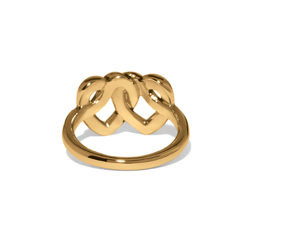 Interlok Linked Hearts Ring-Gold