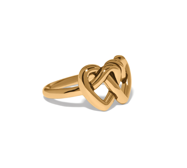 Interlok Linked Hearts Ring-Gold