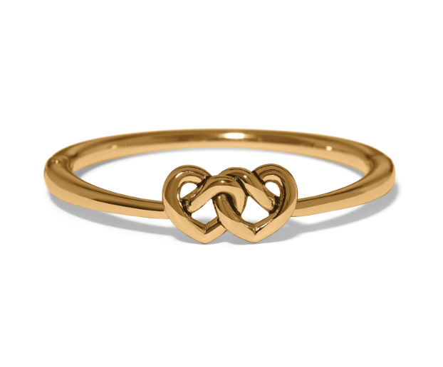 Interlok Linked Hearts Hinged Bangle-Gold
