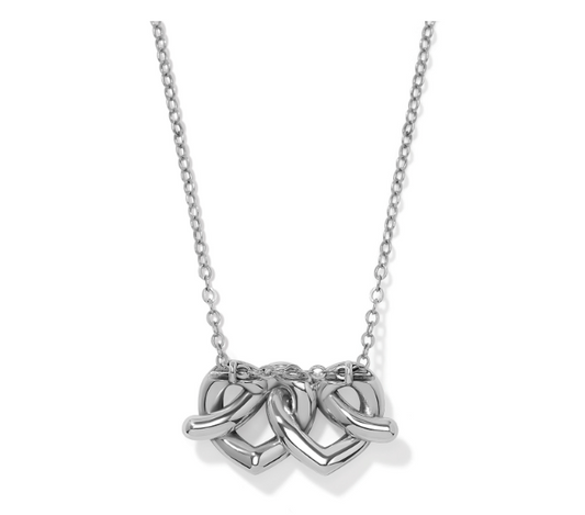 Interlok Linked Hearts Necklace-Silver