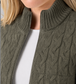 Long Slv Zip Front Quilted Sweater Jacket