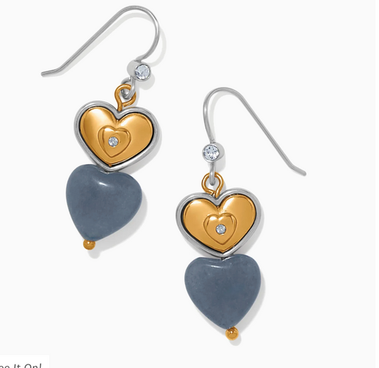 One Heart Duo Heart French Wire Earrings