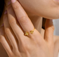 Signature Clover Collection Textured Clover Ring In Gold-Tone Plating