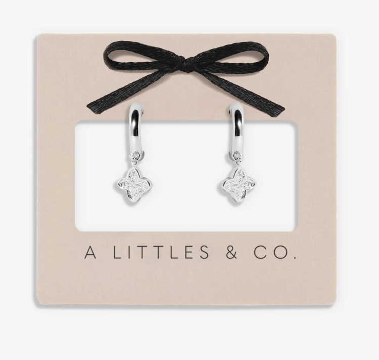 Textured Clover Earrings - silver