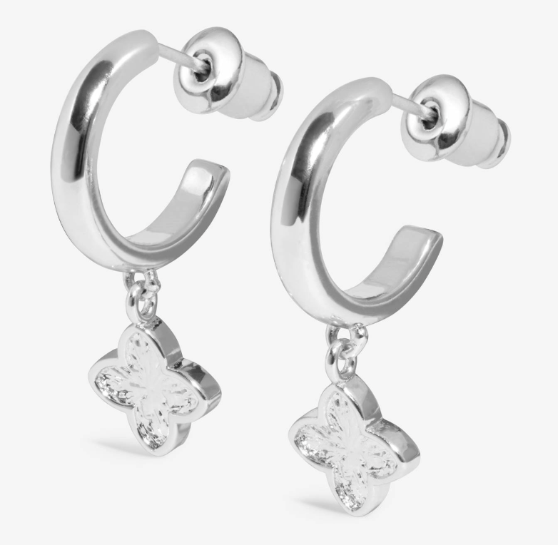 Textured Clover Earrings - silver