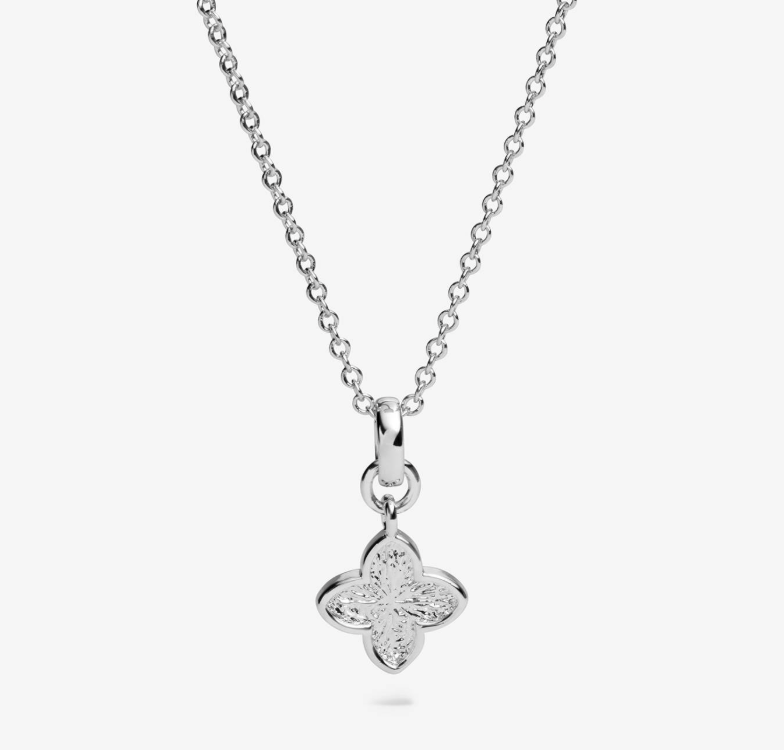 Signature Clover Collection Textured Clover Necklace In Silver Plating