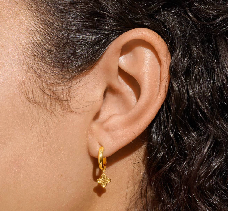 Textured Clover Earrings - gold