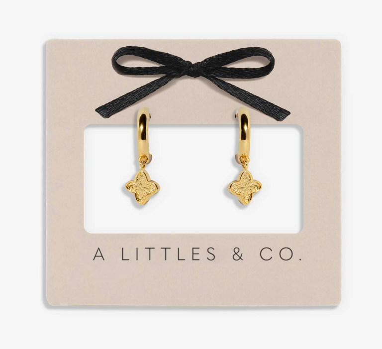Textured Clover Earrings - gold