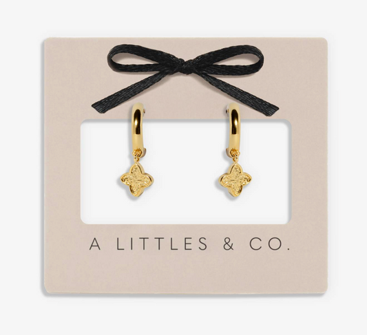 Textured Clover Earrings - gold