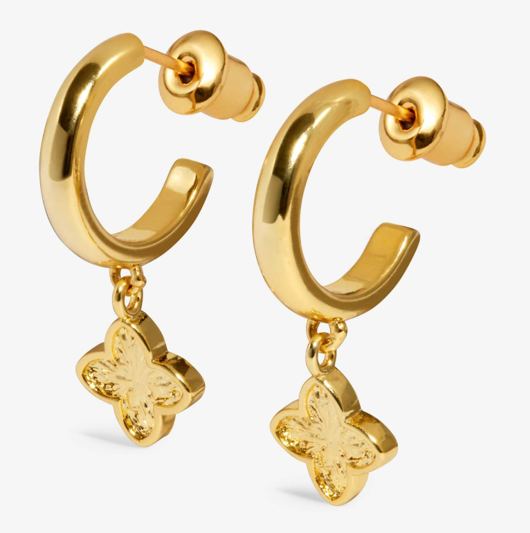 Textured Clover Earrings - gold